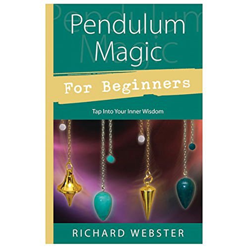 Book cover: "Pendulum Magic For Beginners" with images of pendulums.