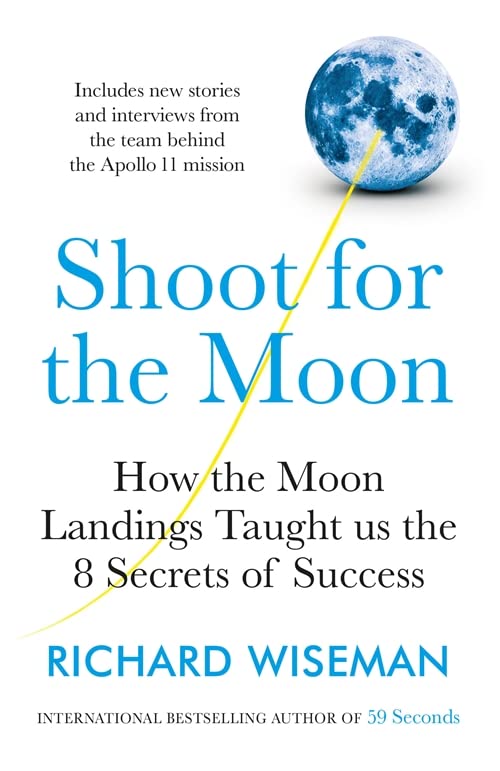 Book cover: "Shoot for the Moon" with image of Earth and Moon.