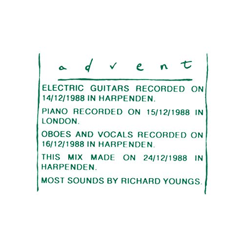 CD cover for Richard Youngs’ “Advent” with green text on white.
