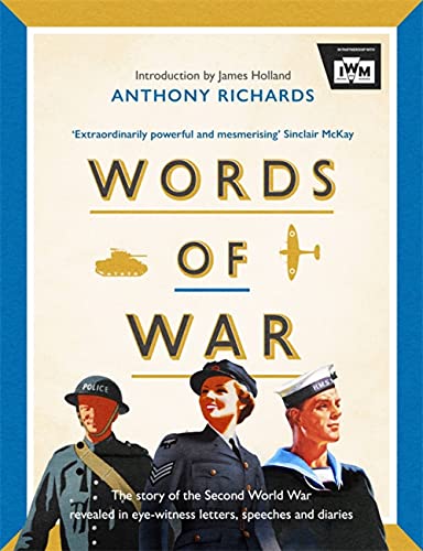 Book cover: “Words of War” with soldiers and a tank illustration.