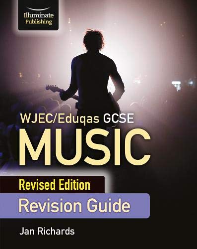 Cover of WJEC/Eduqas GCSE Music Revision Guide featuring a silhouette of a guitar player.