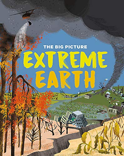 Book cover depicting wildfires, floods, and a helicopter in stormy skies.