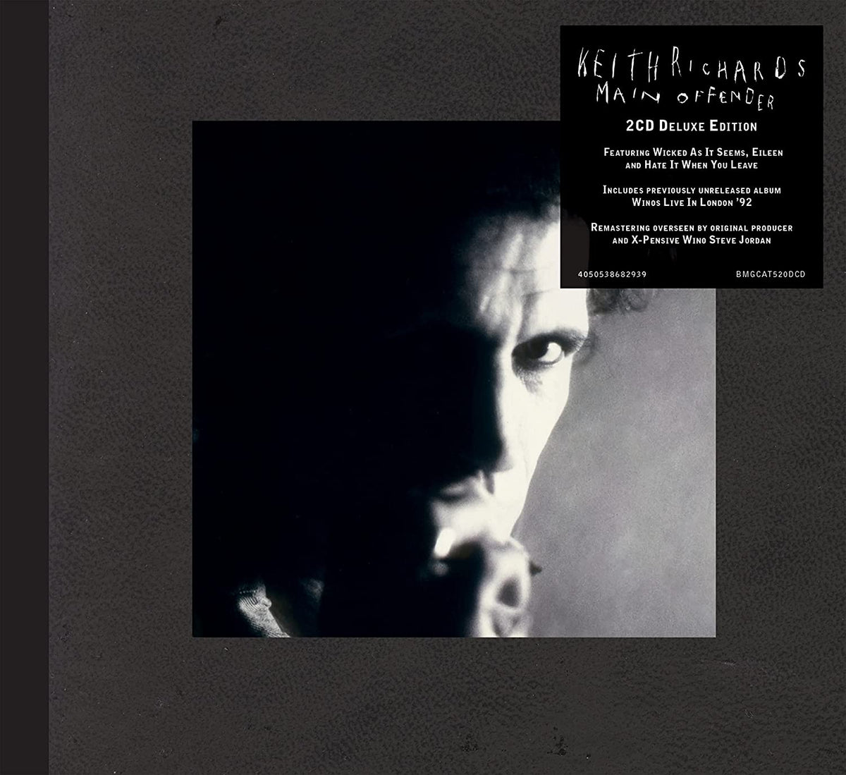 Keith Richards “Main Offender” remastered 2CD album cover with portrait.