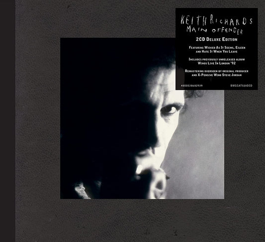Keith Richards “Main Offender” remastered 2CD album cover with portrait.