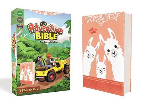 Coral leathersoft children’s Adventure Bible with illustrated cover and box.