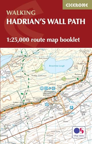 Cicerone Hadrian's Wall Path map booklet cover featuring a detailed Ordnance Survey topographical map.