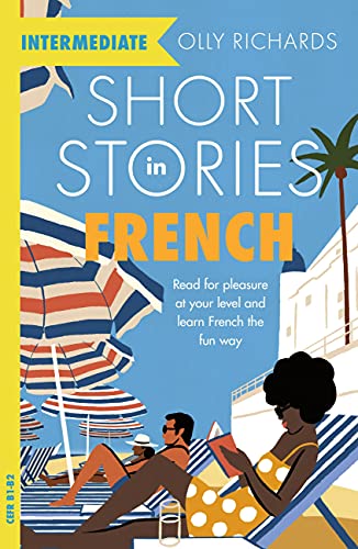 Book cover with beach scene and title “Short Stories in French.”