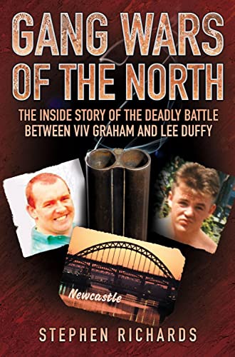 Book cover depicting portraits, a shotgun, and the Newcastle skyline.