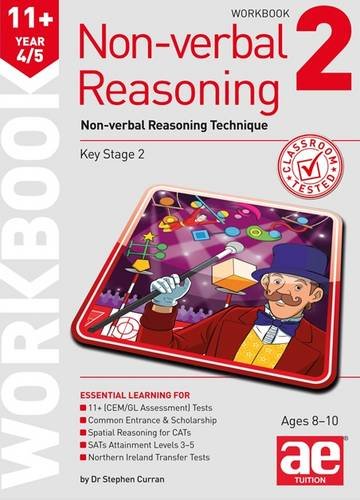 Workbook cover with a magician and colorful geometric shapes, for ages 8-10.
