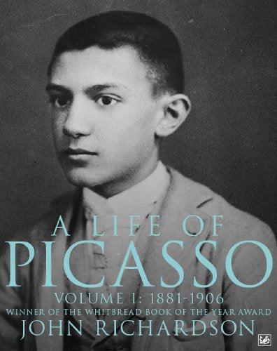 Black and white book cover featuring a portrait of a young Pablo Picasso.