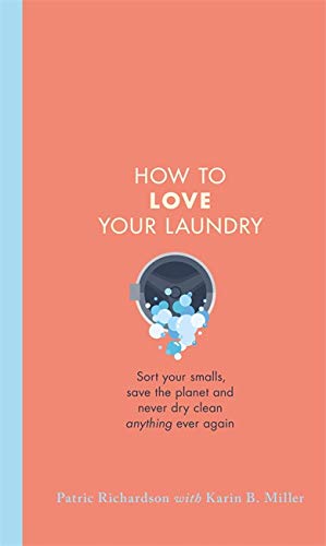 Book cover with a coral background, title text, and a washing machine illustration.