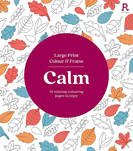 Cover of a colouring book featuring a pattern of autumn leaves and a central circle.