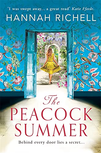 Book cover: woman in yellow dress stands in a doorway with floral wallpaper.
