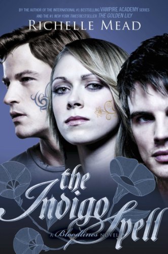 "Book cover featuring three young adults with mystical markings on a blue background."