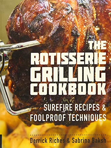 Cookbook cover featuring a rotisserie-cooked chicken with crispy skin.