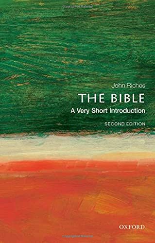 Book cover for The Bible: A Very Short Introduction with abstract green and orange background.
