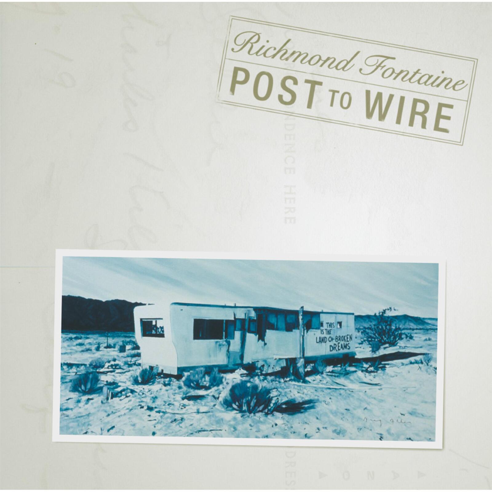 Album cover: a weathered trailer in a desolate, snowy landscape.