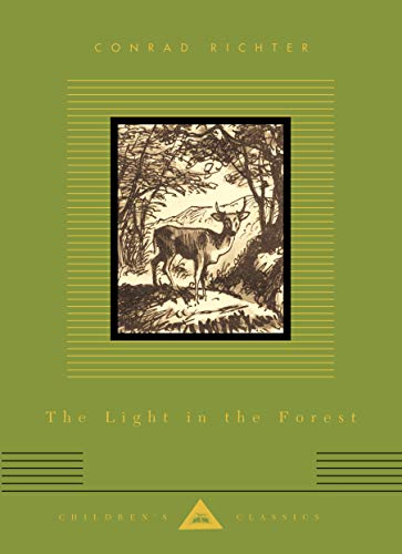 Green book cover with a sketched deer in a forest scene.