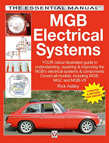 Book cover for MGB Electrical Systems featuring a red car and technical wiring diagrams.