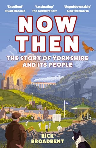 Book cover illustration showing a Yorkshire landscape with a cricket match and a dog.