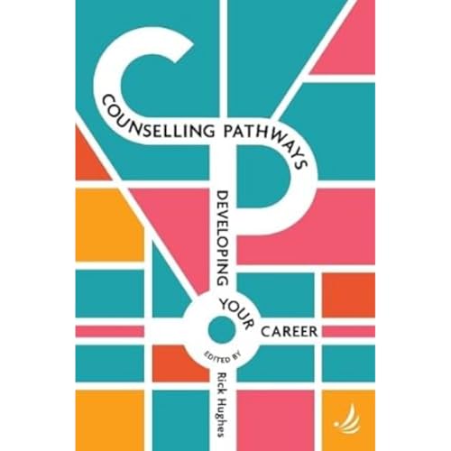 Book cover: "Counselling Pathways" with abstract colorful geometric design.