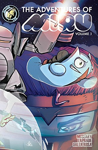 Comic book cover featuring a blue alien and spaceship, "The Adventures of Miru" volume one.