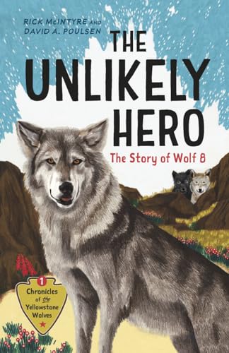 Book cover featuring a gray wolf with two smaller wolves in the background.