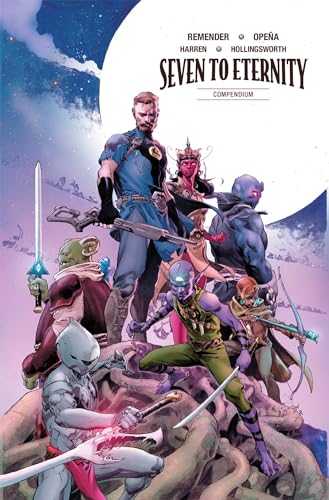 Seven to Eternity Compendium cover featuring a diverse group of fantasy warriors and creatures.