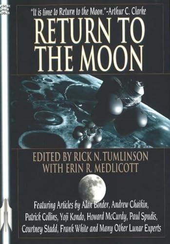 Book cover: "Return to the Moon" with lunar landscape and spacecraft illustration.