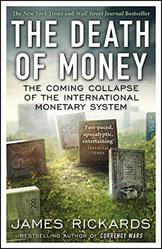 Book cover with title "The Death of Money" and a graveyard image.