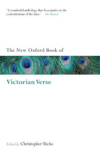 Book cover with peacock feathers and text: "The New Oxford Book of Victorian Verse".