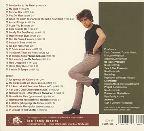 CD back cover featuring Ricky Shayne in a 1960s mod style pose.