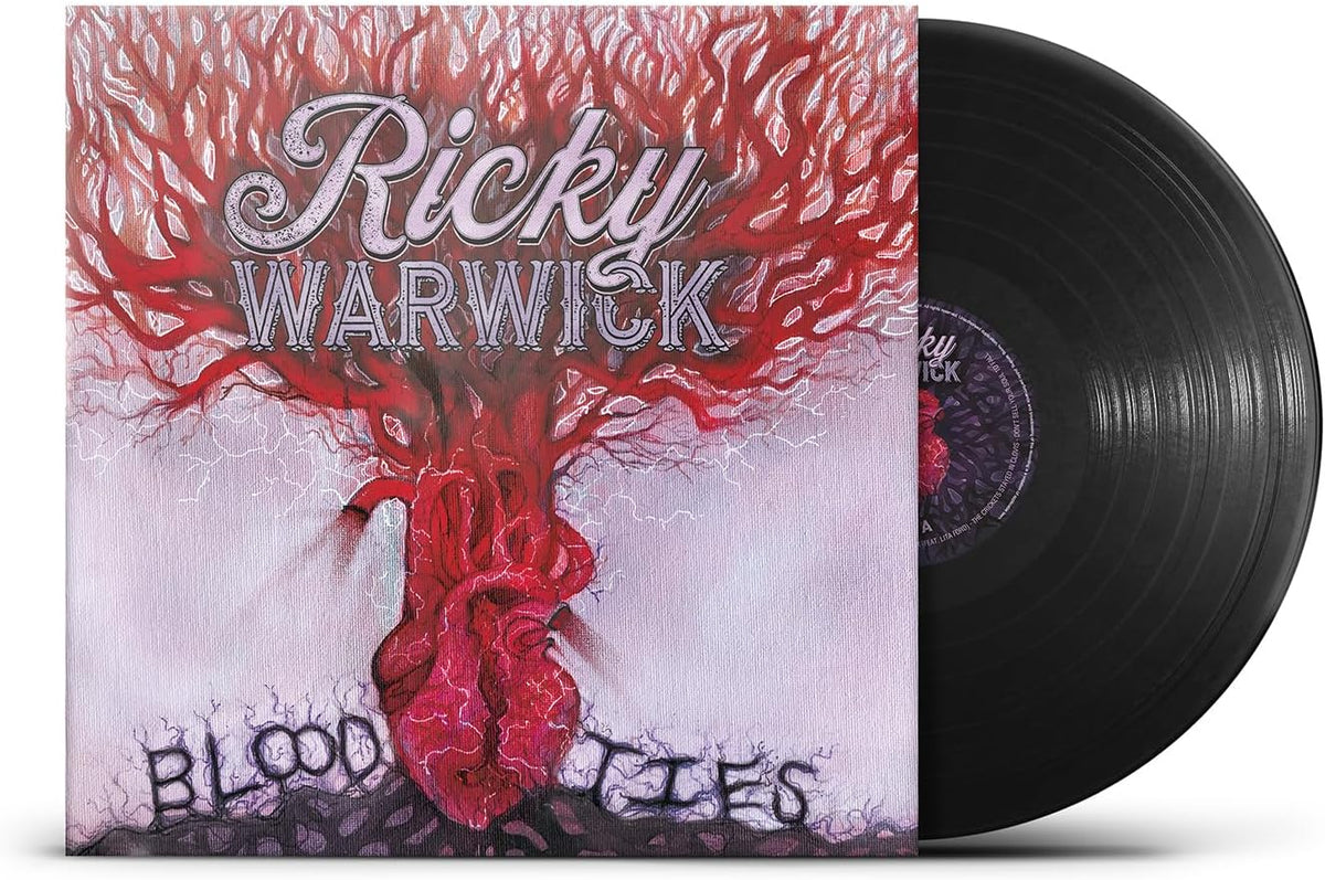 Ricky Warwick "Blood Ties" vinyl record with tree and heart artwork.