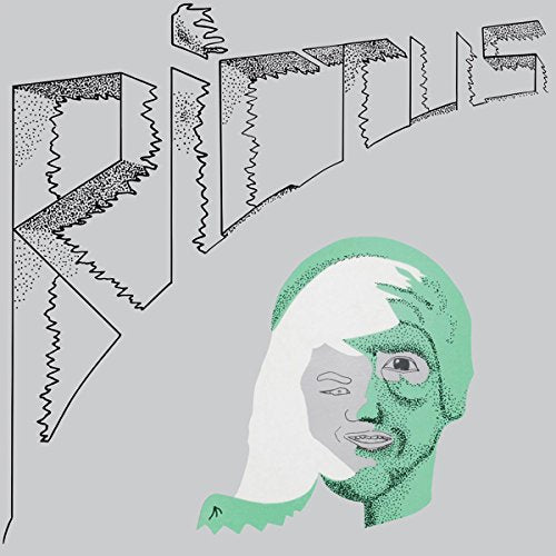Album cover with abstract shapes, green-toned face, and black text.