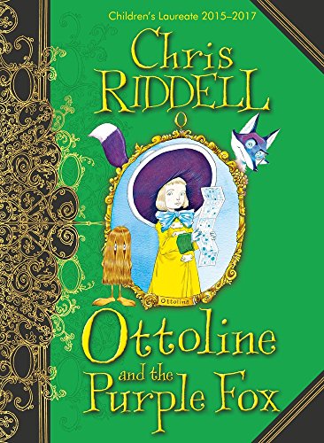 Book cover featuring a girl, dog, and purple fox in an oval frame.