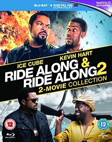 Blu-ray cover for "Ride Along 1 & 2" featuring Ice Cube and Kevin Hart.