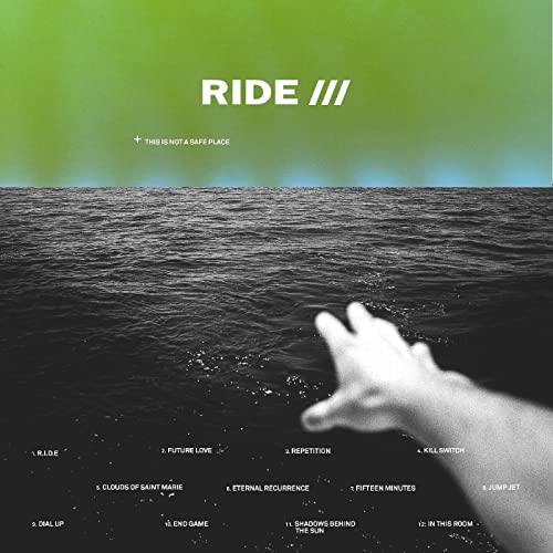Ride album cover: dark water with a reaching hand and tracklist below.