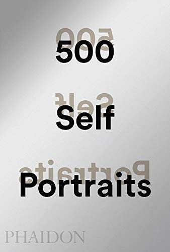 Book cover with stacked, fragmented text: "500 Self-Portraits.