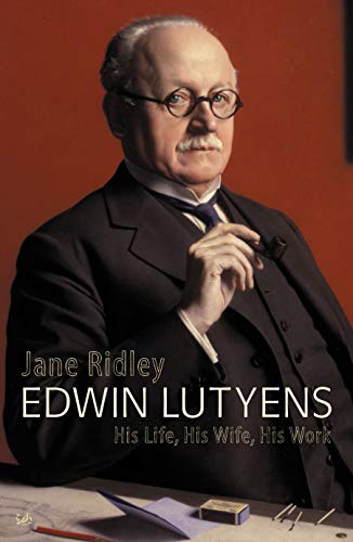 Book cover featuring a portrait of architect Edwin Lutyens in a suit.