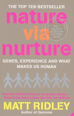 Book cover of Nature via Nurture by Matt Ridley featuring paper doll figures.