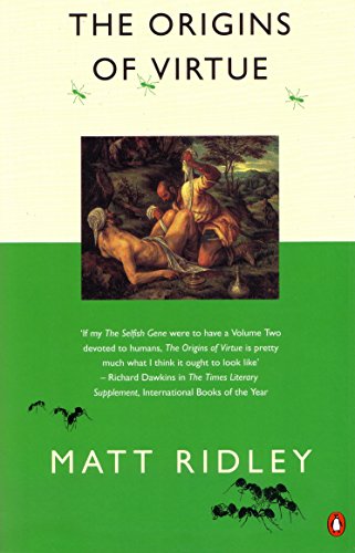 Book cover for The Origins of Virtue by Matt Ridley featuring an classical painting.