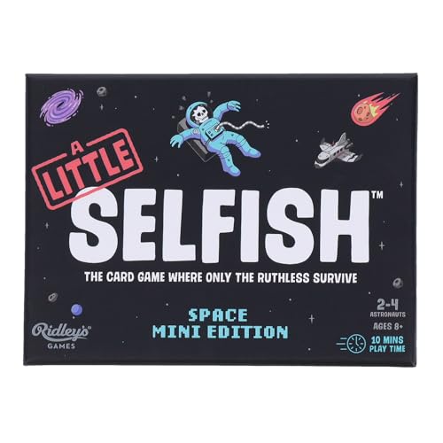 Game box for “A Little Selfish: Space Mini Edition” with astronaut illustration.