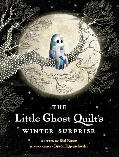 Ghost quilt character sits on a branch under a full moon.