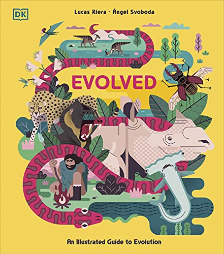 Book cover illustrating diverse animal and human evolutionary stages.