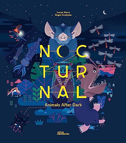 Book cover with illustrated nocturnal animals including a bat and anglerfish.