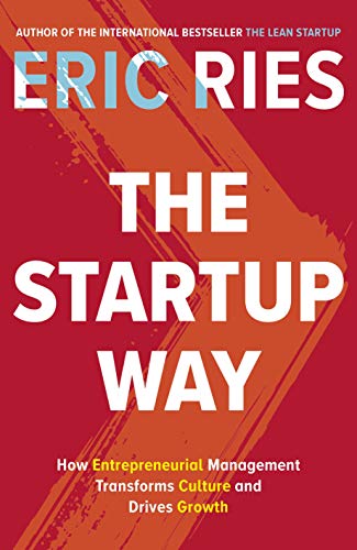 Red book cover with white text: "The Startup Way" by Eric Ries.