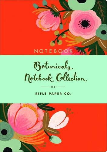 Red and teal notebook cover with illustrated pink and green flowers.