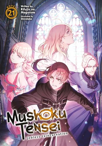 Cover of “Mushoku Tensei” light novel volume 21 featuring four characters.