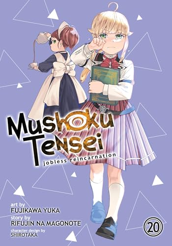 Manga cover with two young female characters and purple triangle background.