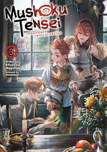 Cover of "Mushoku Tensei" light novel volume 3, featuring fantasy characters.
